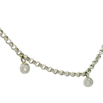 14k White Gold Natural 0.30 Carat Bezel Set Diamond Station Necklace