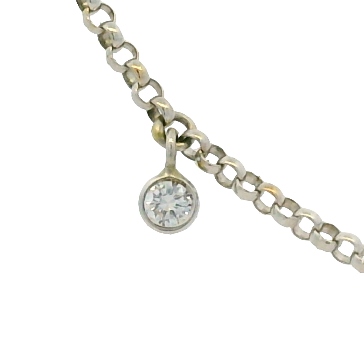 14k White Gold Natural 0.30 Carat Bezel Set Diamond Station Necklace