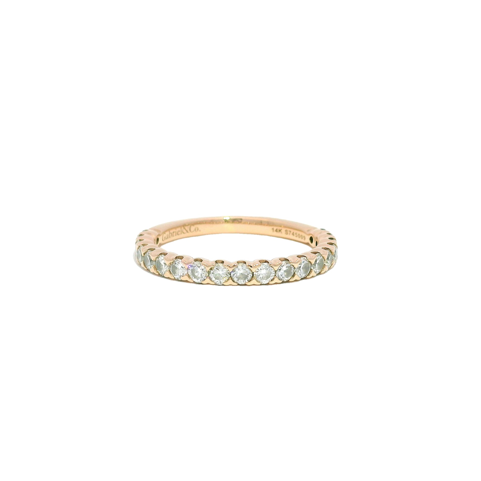 18k Rose Gold Natural 0.76 Carat Round-Brilliant Diamond Stackable Band