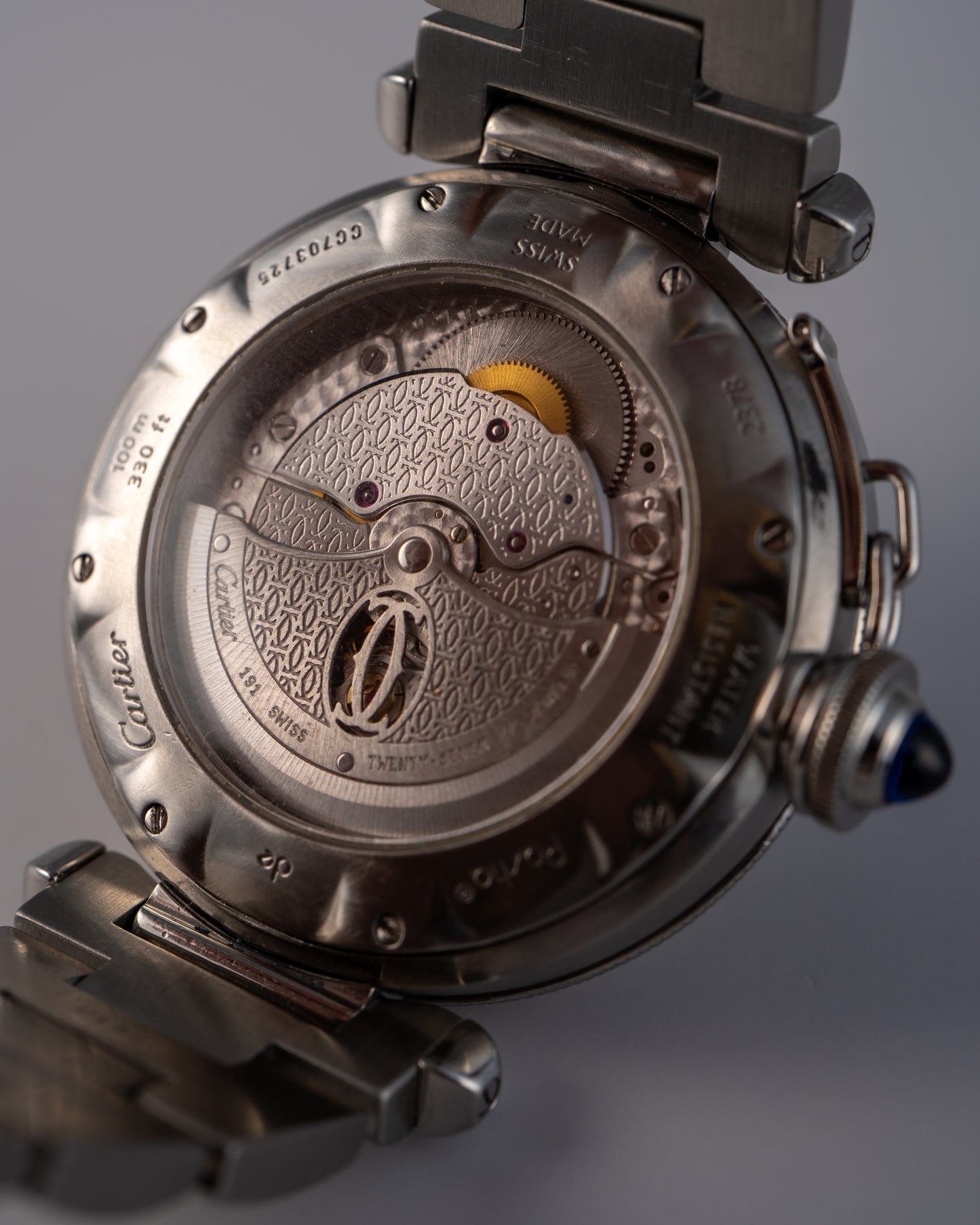 Cartier Pasha Silver Dial Skeleton Back 38mm Watch