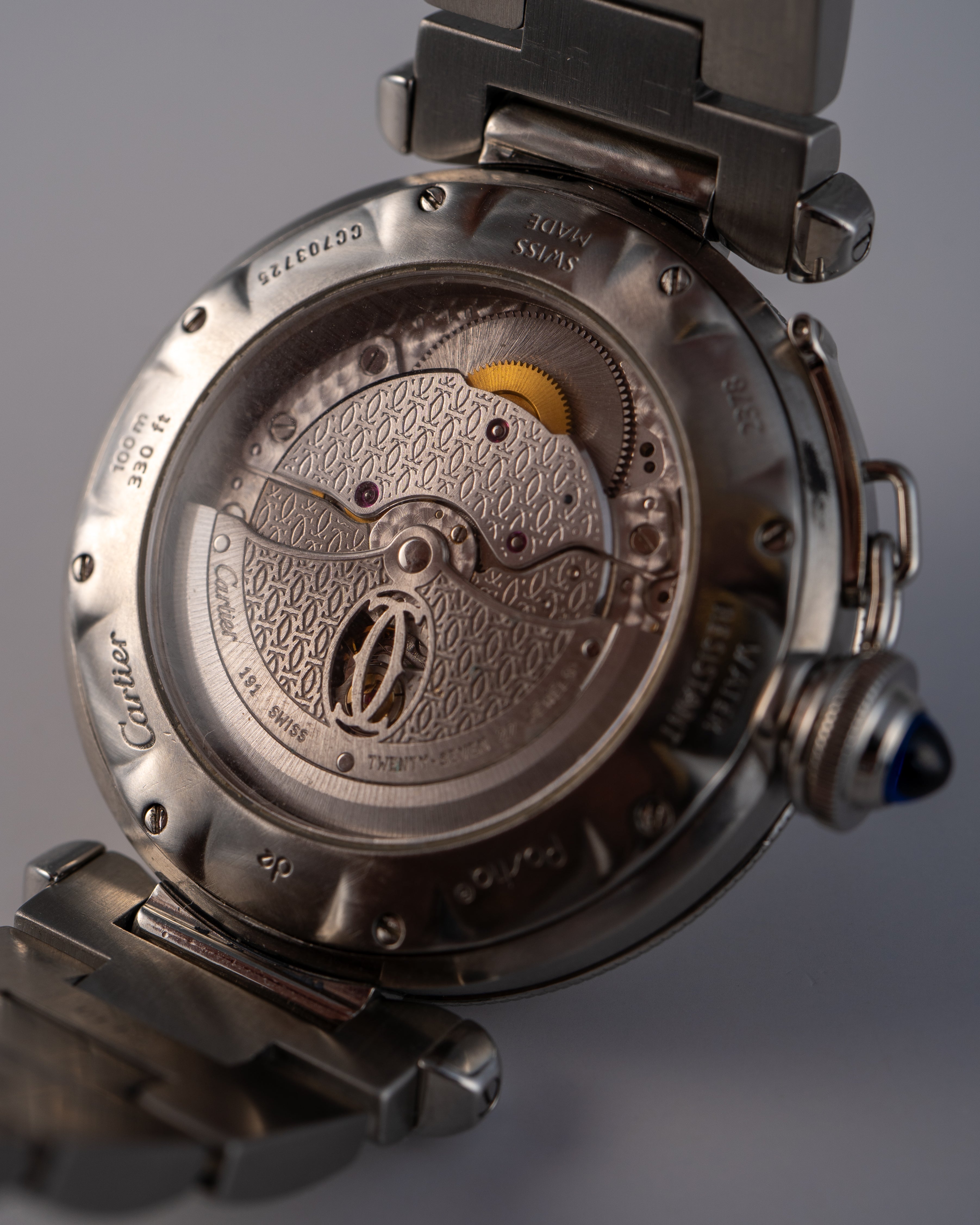 Cartier Pasha Silver Dial Skeleton Back 38mm Watch
