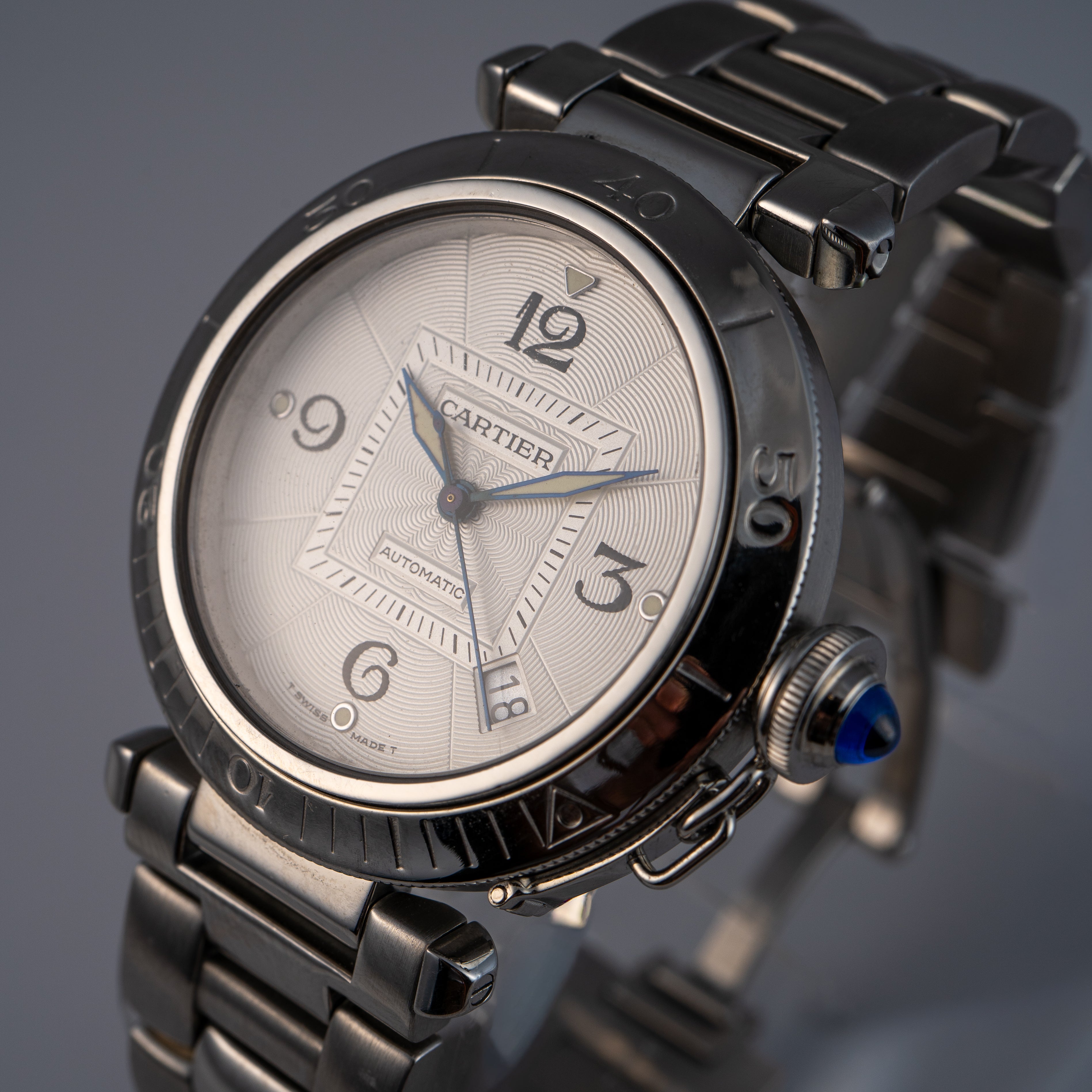 Cartier Pasha Silver Dial Skeleton Back 38mm Watch