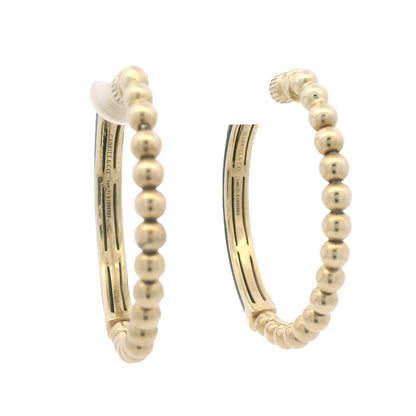 Gabriel & Co. 14K Yellow Gold Black Enamel Bujukan Beaded Hoop Earrings