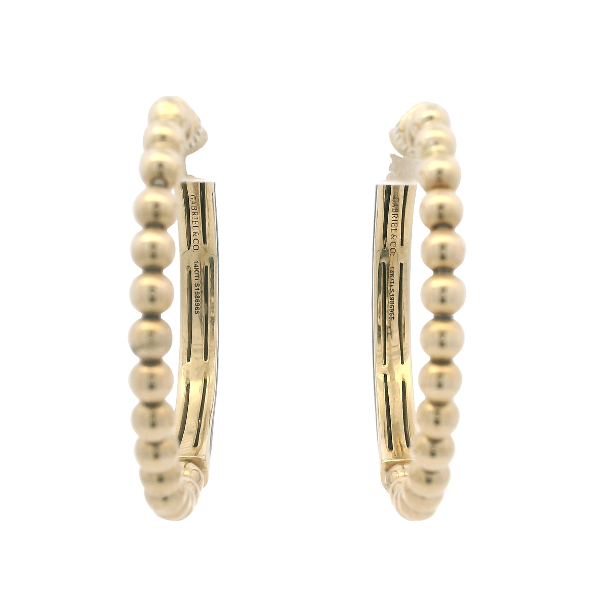 Gabriel & Co. 14K Yellow Gold Black Enamel Bujukan Beaded Hoop Earrings