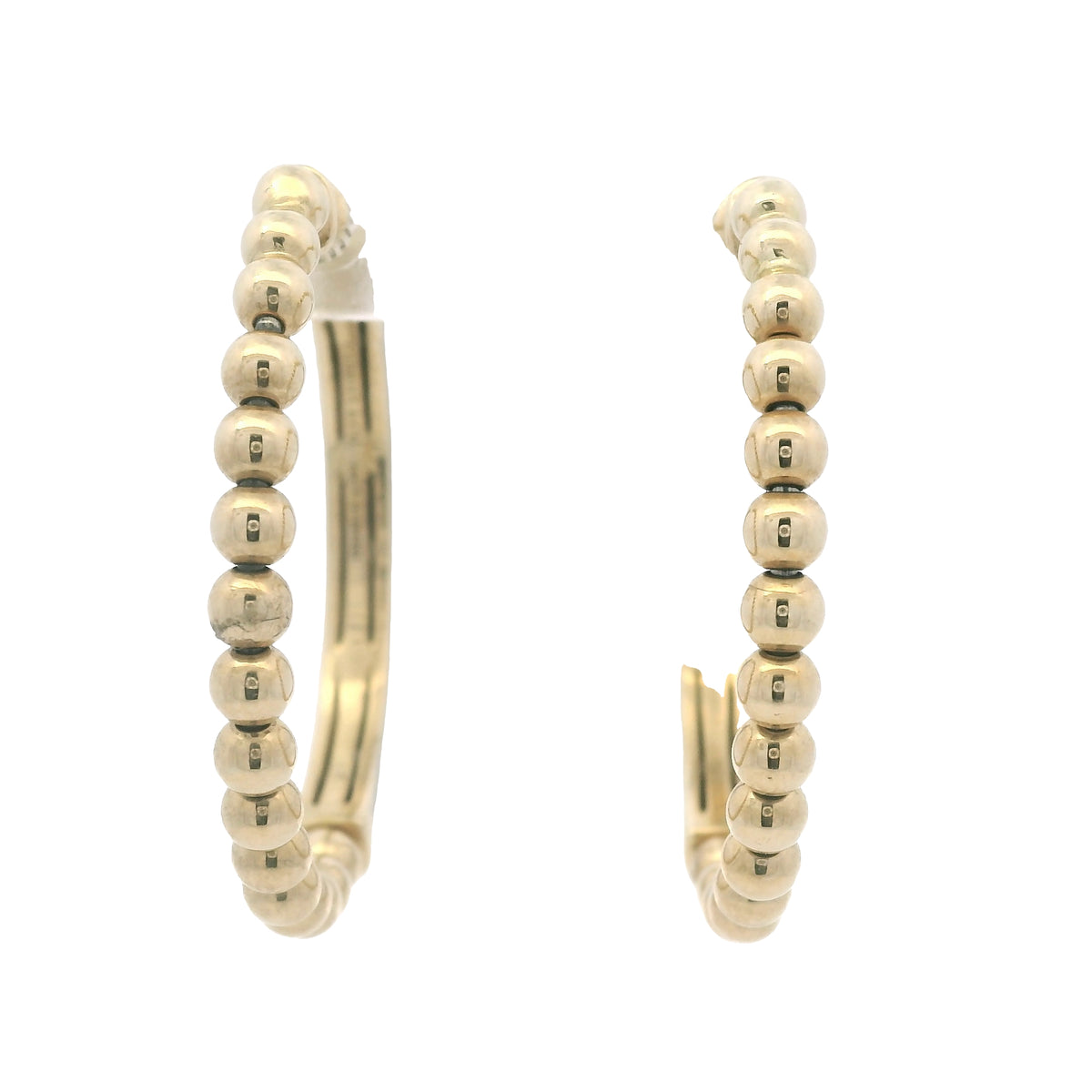 Gabriel & Co. 14K Yellow Gold Black Enamel Bujukan Beaded Hoop Earrings