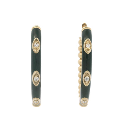 Gabriel & Co. 14K Yellow Gold Black Enamel Bujukan Beaded Hoop Earrings