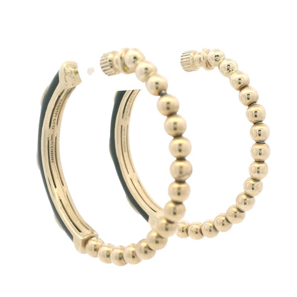 Gabriel & Co. 14K Yellow Gold Black Enamel Bujukan Beaded Hoop Earrings