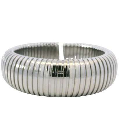 Sidney Garber 18k White Gold Wide Stretch Domed Cuff Bracelet