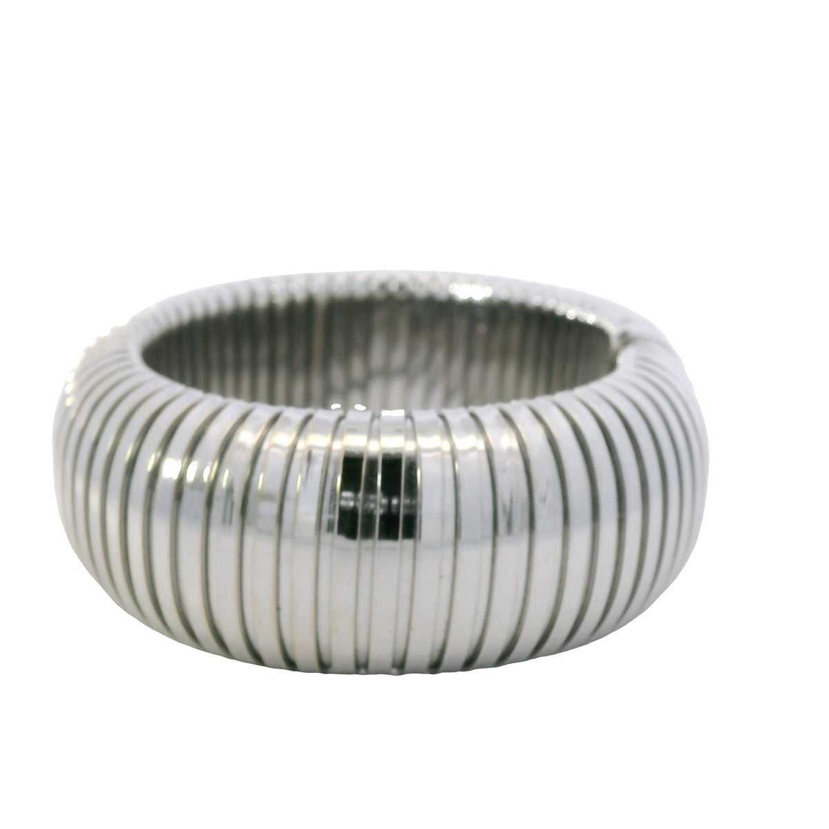 Sidney Garber 18k White Gold Wide Stretch Domed Cuff Bracelet
