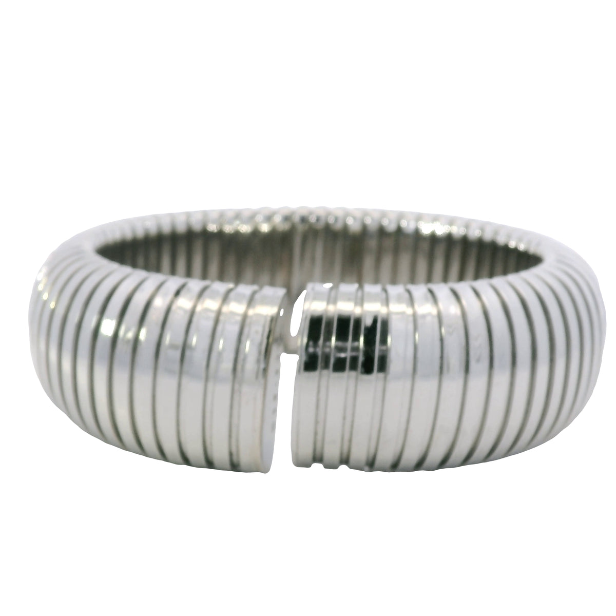 Sidney Garber 18k White Gold Wide Stretch Domed Cuff Bracelet