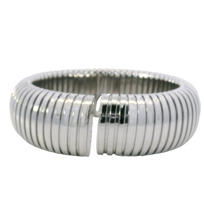 Sidney Garber 18k White Gold Wide Stretch Domed Cuff Bracelet