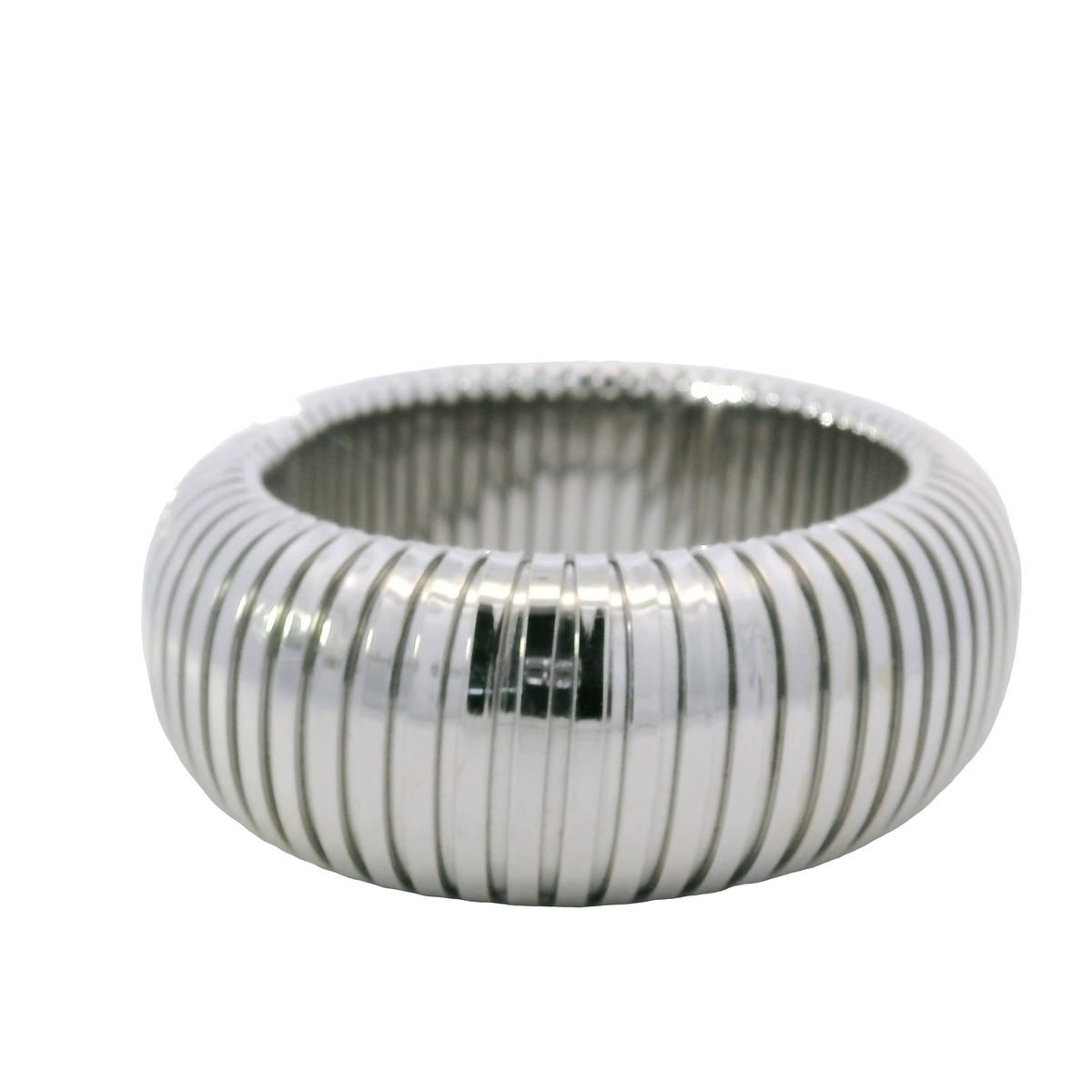 Sidney Garber 18k White Gold Wide Stretch Domed Cuff Bracelet