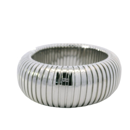 Sidney Garber 18k White Gold Wide Stretch Domed Cuff Bracelet