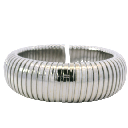 Sidney Garber 18k White Gold Wide Stretch Domed Cuff Bracelet