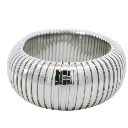 Sidney Garber 18k White Gold Wide Stretch Domed Cuff Bracelet