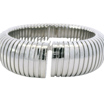 Sidney Garber 18k White Gold Wide Stretch Domed Cuff Bracelet