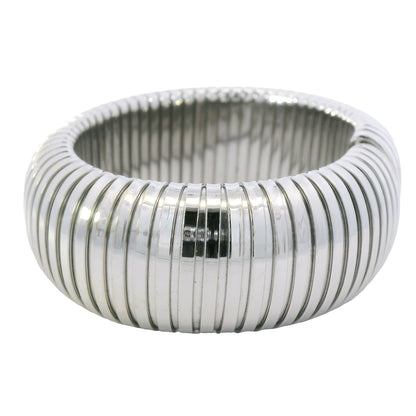 Sidney Garber 18k White Gold Wide Stretch Domed Cuff Bracelet