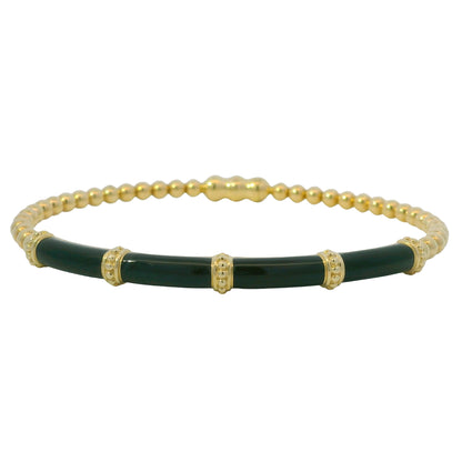 Gabriel & Co. 14K Yellow Gold Black Enamel Bujukan Beaded Bangle Bracelet