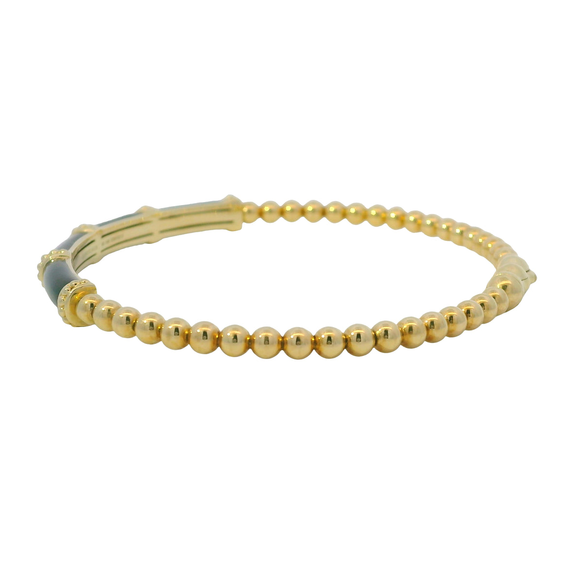 Gabriel & Co. 14K Yellow Gold Black Enamel Bujukan Beaded Bangle Bracelet