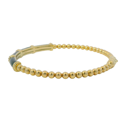 Gabriel & Co. 14K Yellow Gold Black Enamel Bujukan Beaded Bangle Bracelet