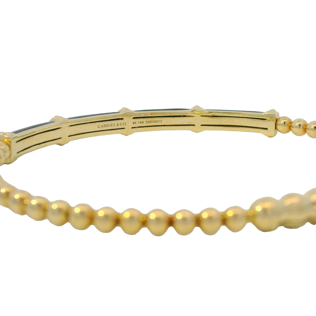 Gabriel & Co. 14K Yellow Gold Black Enamel Bujukan Beaded Bangle Bracelet