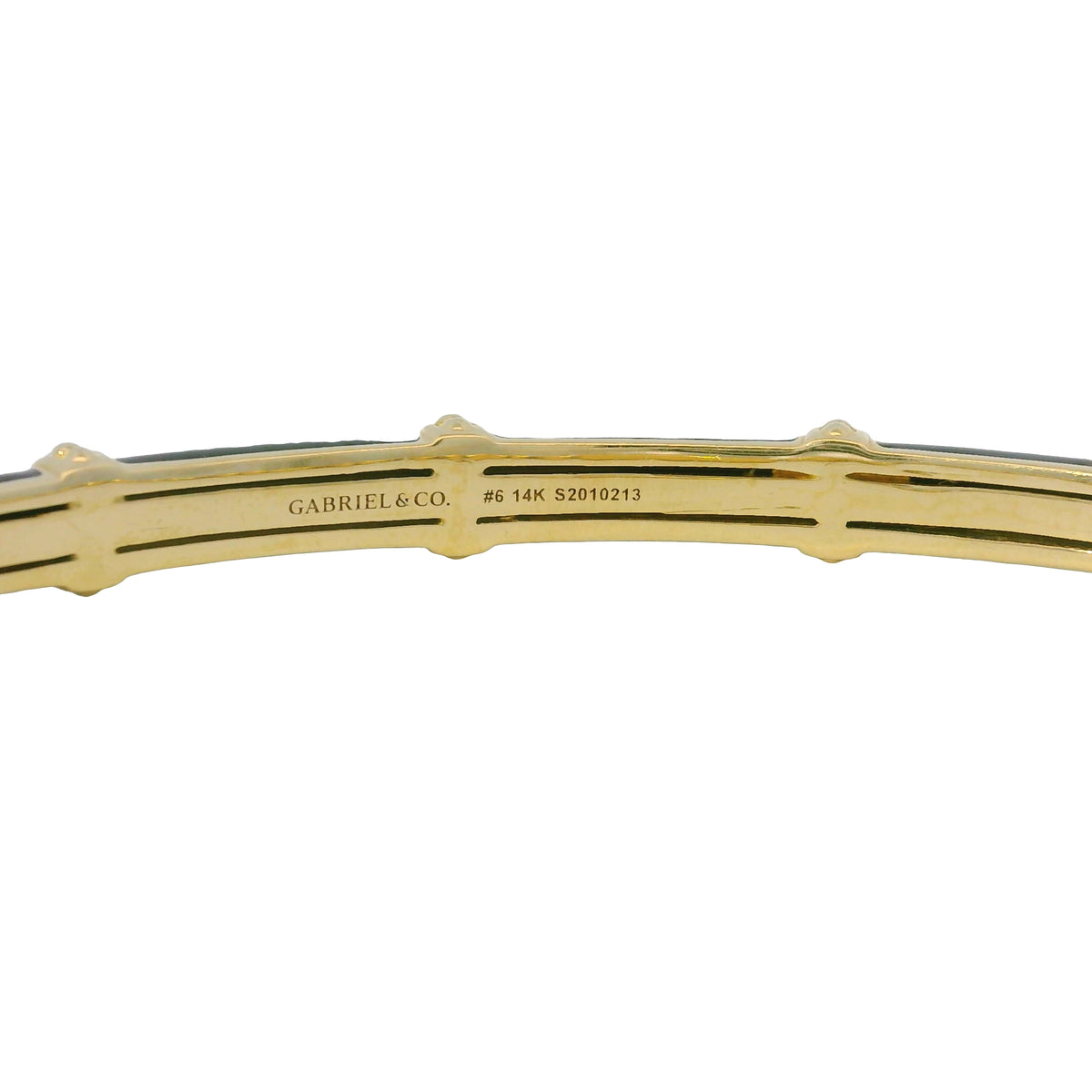 Gabriel & Co. 14K Yellow Gold Black Enamel Bujukan Beaded Bangle Bracelet