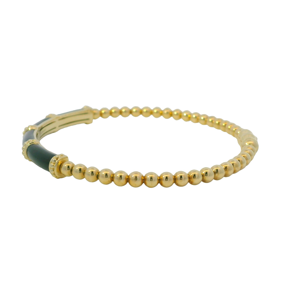Gabriel & Co. 14K Yellow Gold Black Enamel Bujukan Beaded Bangle Bracelet