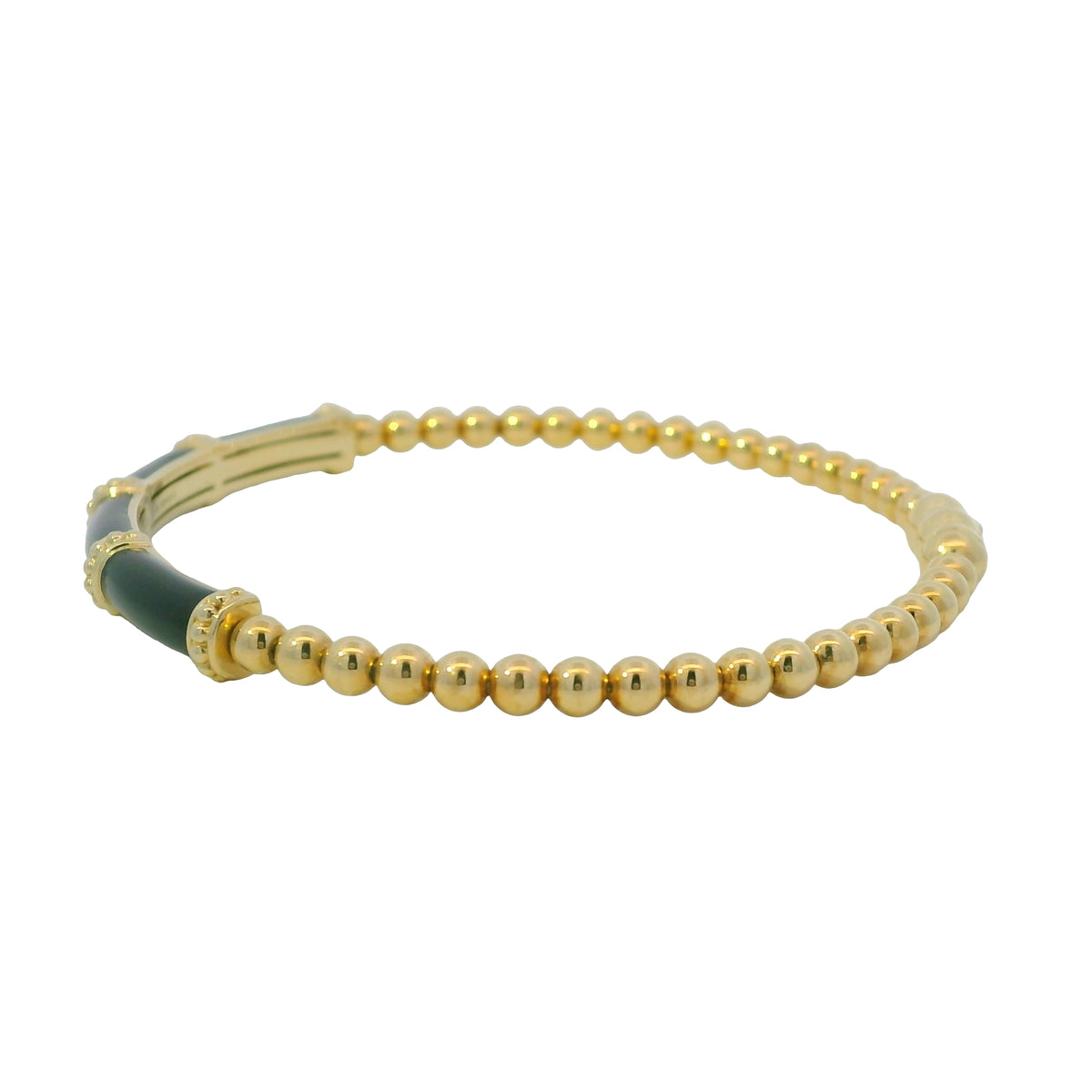 Gabriel & Co. 14K Yellow Gold Black Enamel Bujukan Beaded Bangle Bracelet