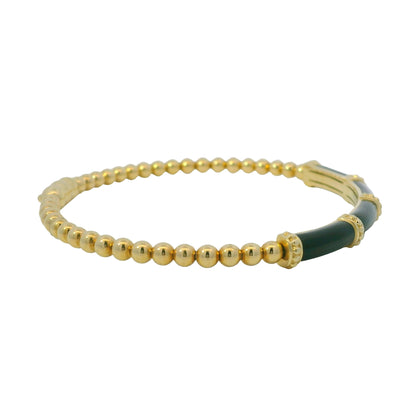 Gabriel & Co. 14K Yellow Gold Black Enamel Bujukan Beaded Bangle Bracelet