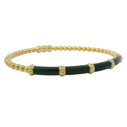 Gabriel & Co. 14K Yellow Gold Black Enamel Bujukan Beaded Bangle Bracelet