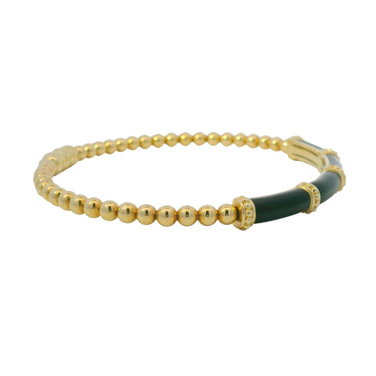Gabriel & Co. 14K Yellow Gold Black Enamel Bujukan Beaded Bangle Bracelet
