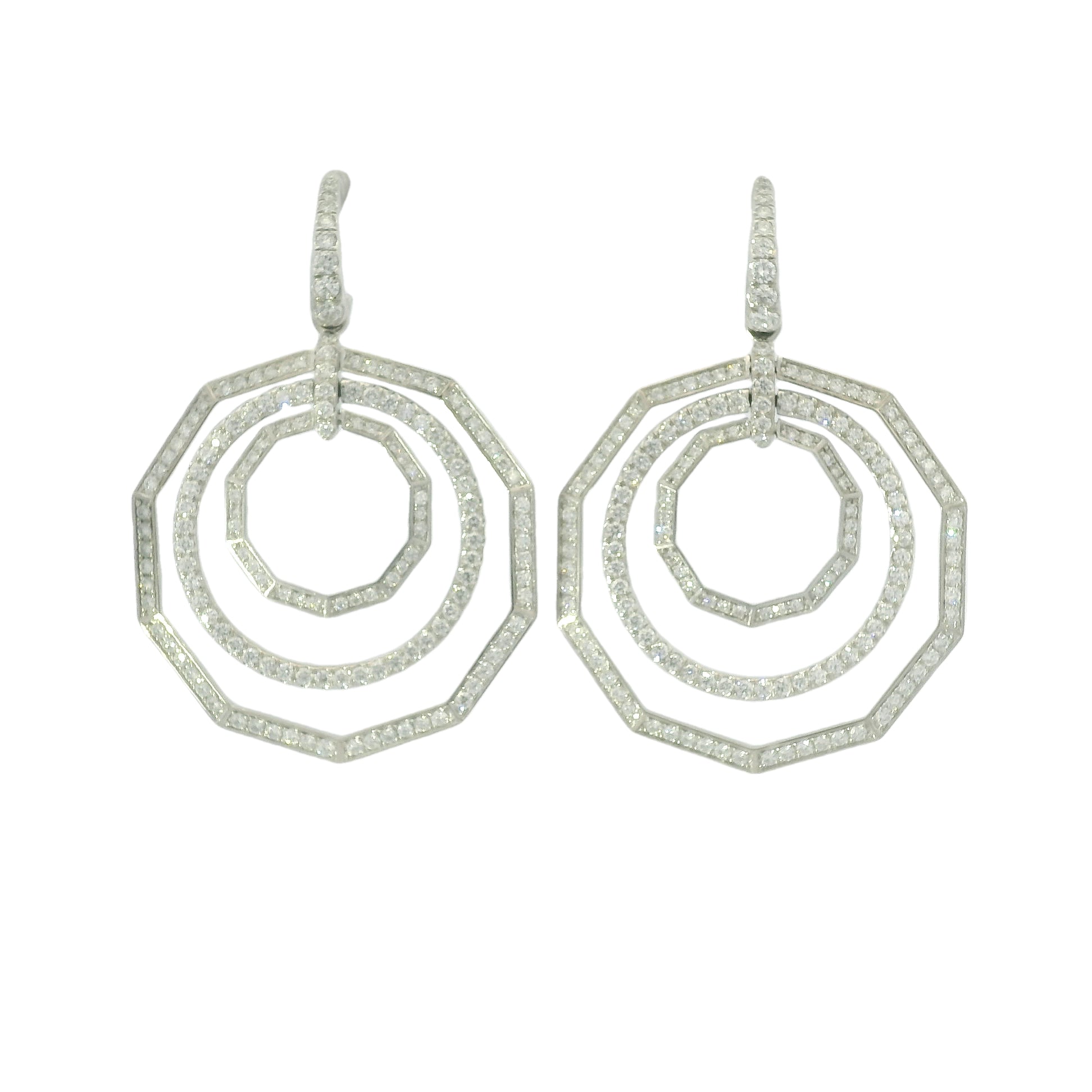 David Yurman 18k White Gold Natural 2.89 Carat Diamond Stax Multi-Hoop Earrings