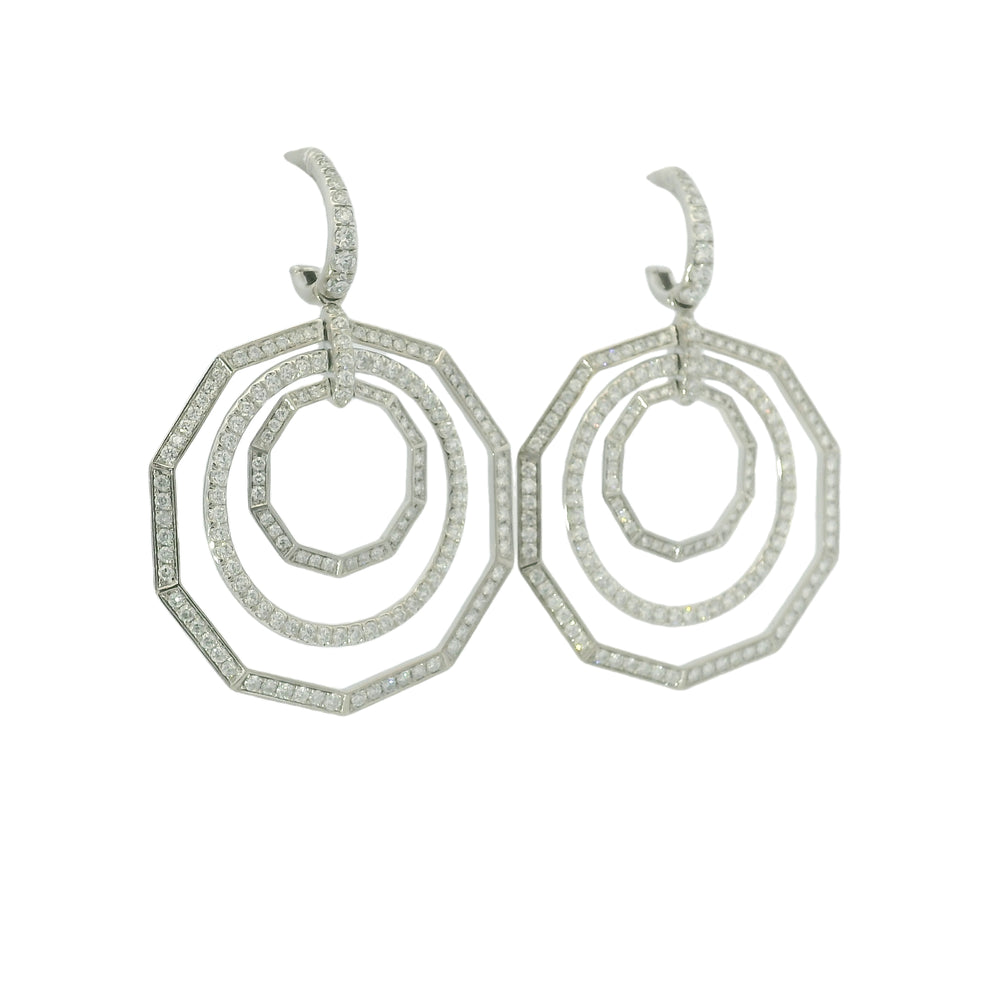David Yurman 18k White Gold Natural 2.89 Carat Diamond Stax Multi-Hoop Earrings