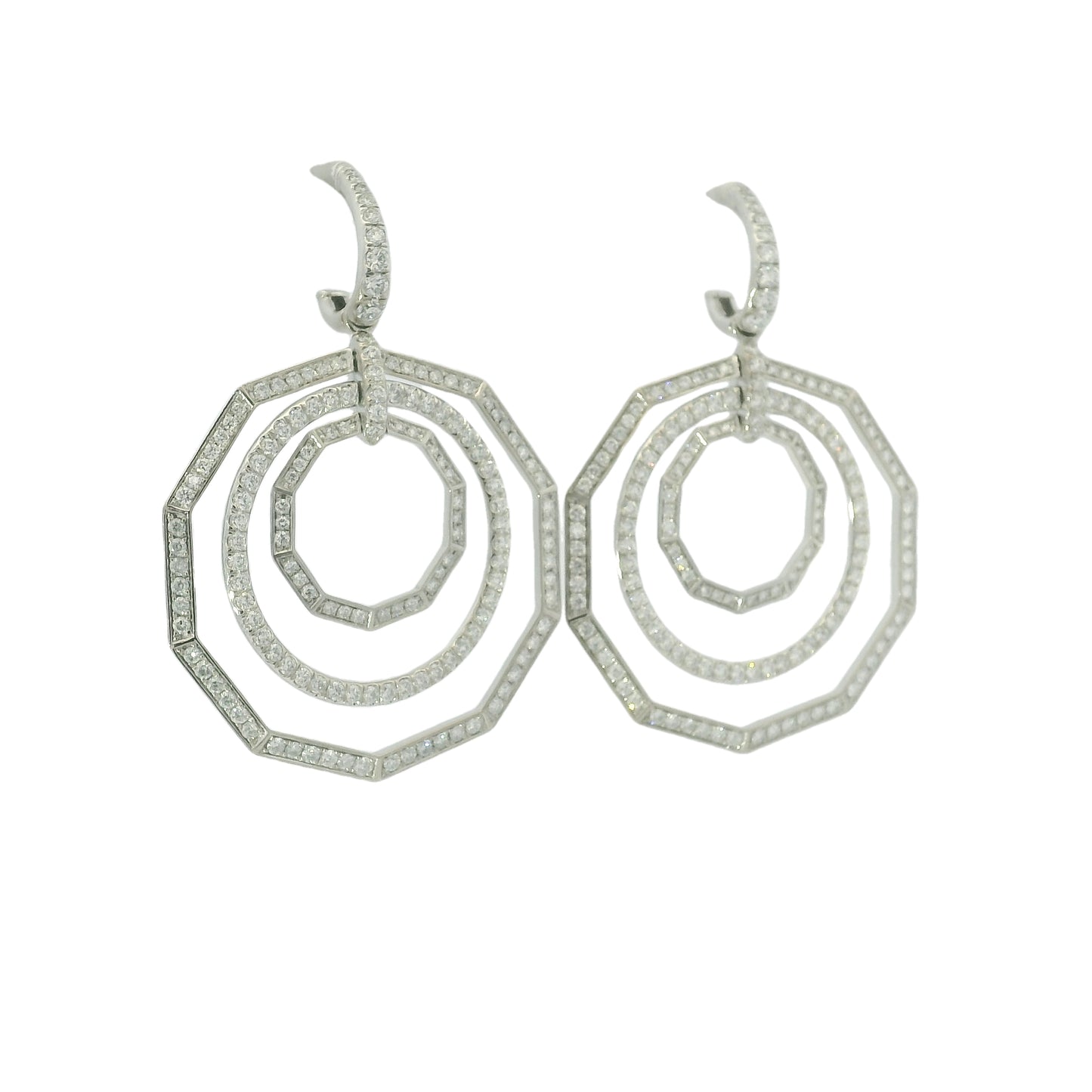 David Yurman 18k White Gold Natural 2.89 Carat Diamond Stax Multi-Hoop Earrings