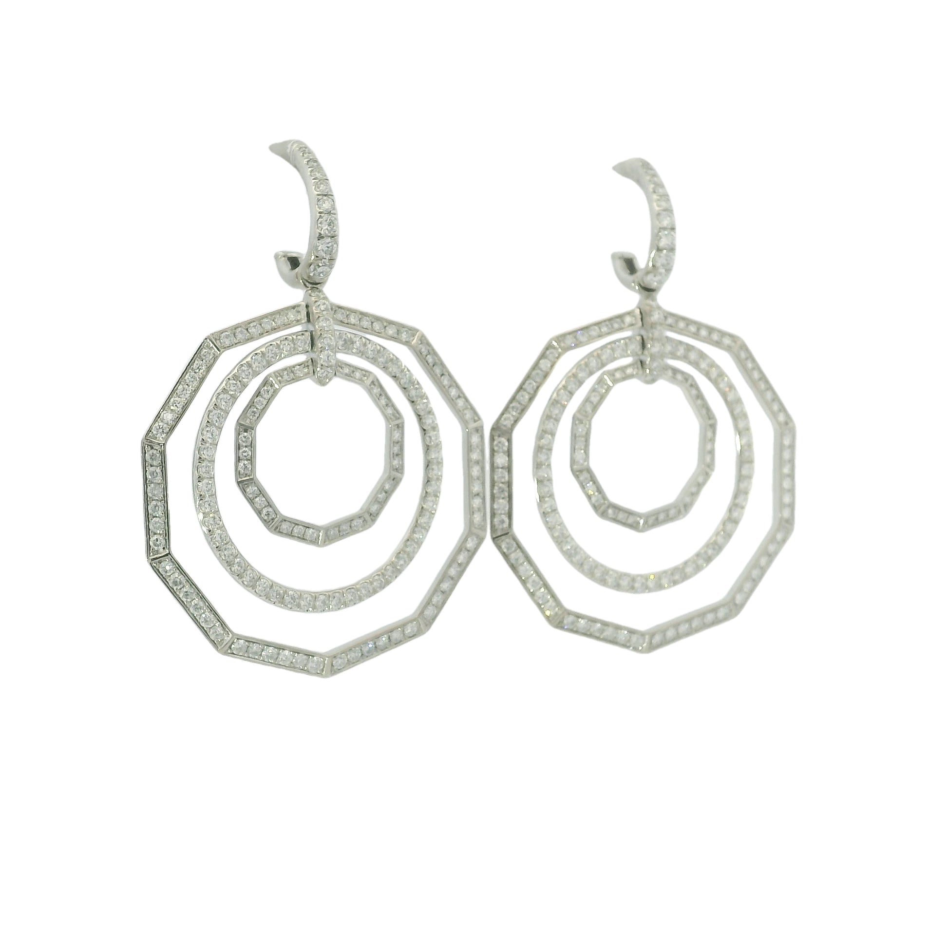 David Yurman 18k White Gold Natural 2.89 Carat Diamond Stax Multi-Hoop Earrings