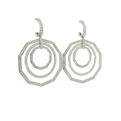 David Yurman 18k White Gold Natural 2.89 Carat Diamond Stax Multi-Hoop Earrings