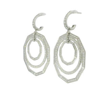 David Yurman 18k White Gold Natural 2.89 Carat Diamond Stax Multi-Hoop Earrings
