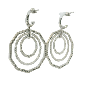 David Yurman 18k White Gold Natural 2.89 Carat Diamond Stax Multi-Hoop Earrings