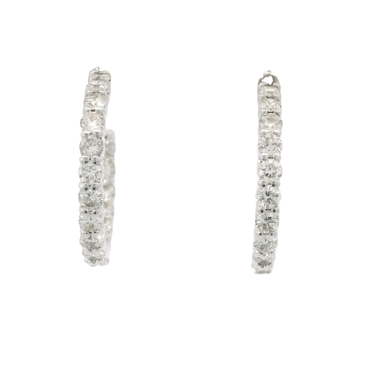 14K White Gold 1.44 Carat Natural Diamond Inside-Out Hoop Earrings