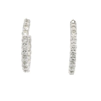 14K White Gold 1.44 Carat Natural Diamond Inside-Out Hoop Earrings