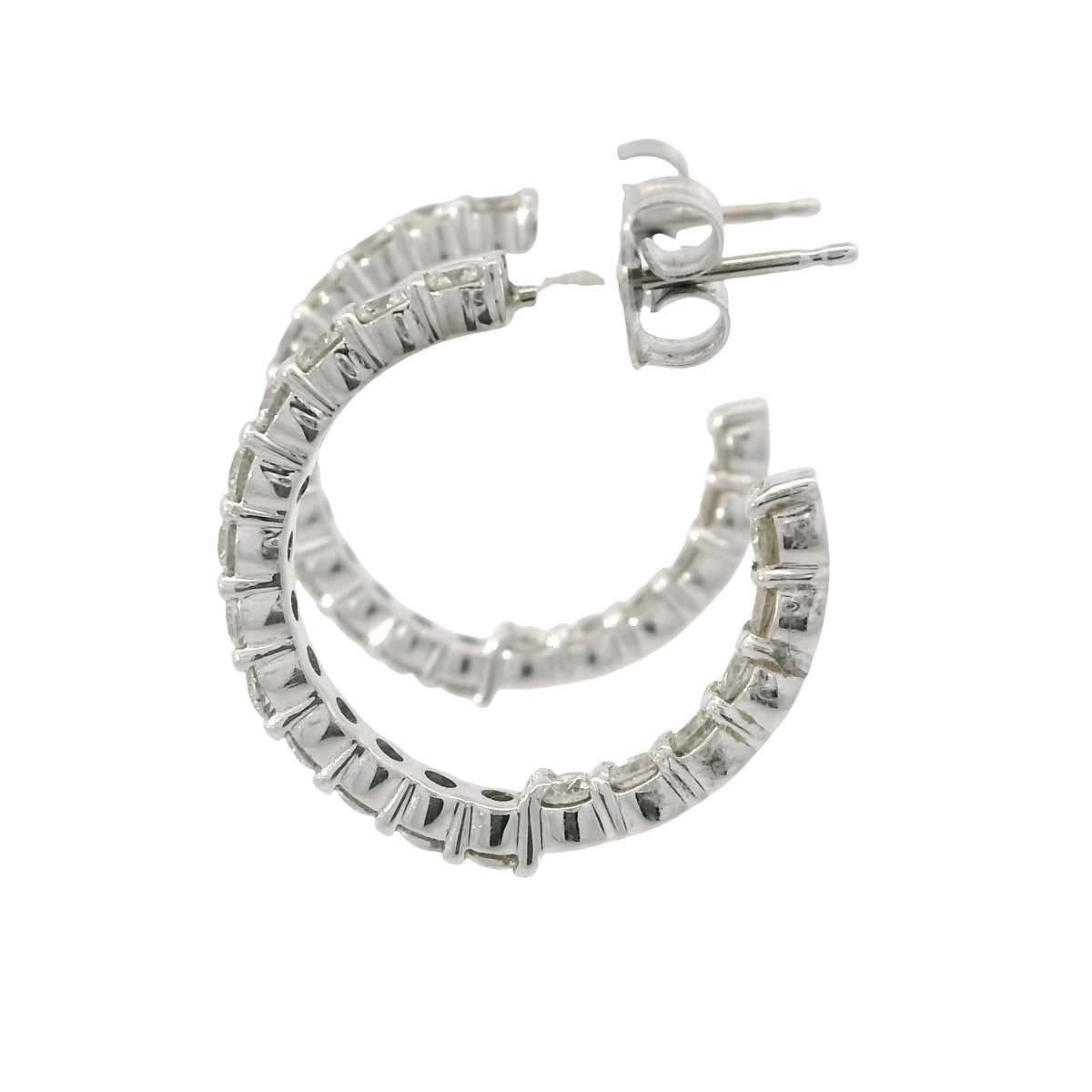 14K White Gold 1.44 Carat Natural Diamond Inside-Out Hoop Earrings