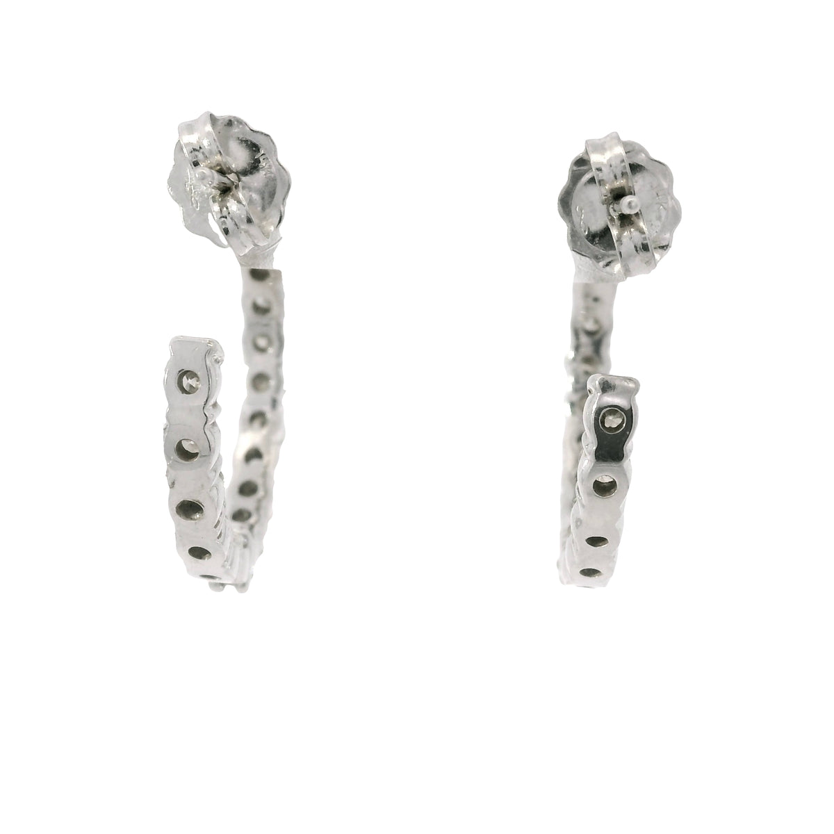 14K White Gold 1.44 Carat Natural Diamond Inside-Out Hoop Earrings