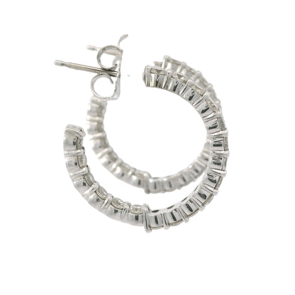 14K White Gold 1.44 Carat Natural Diamond Inside-Out Hoop Earrings
