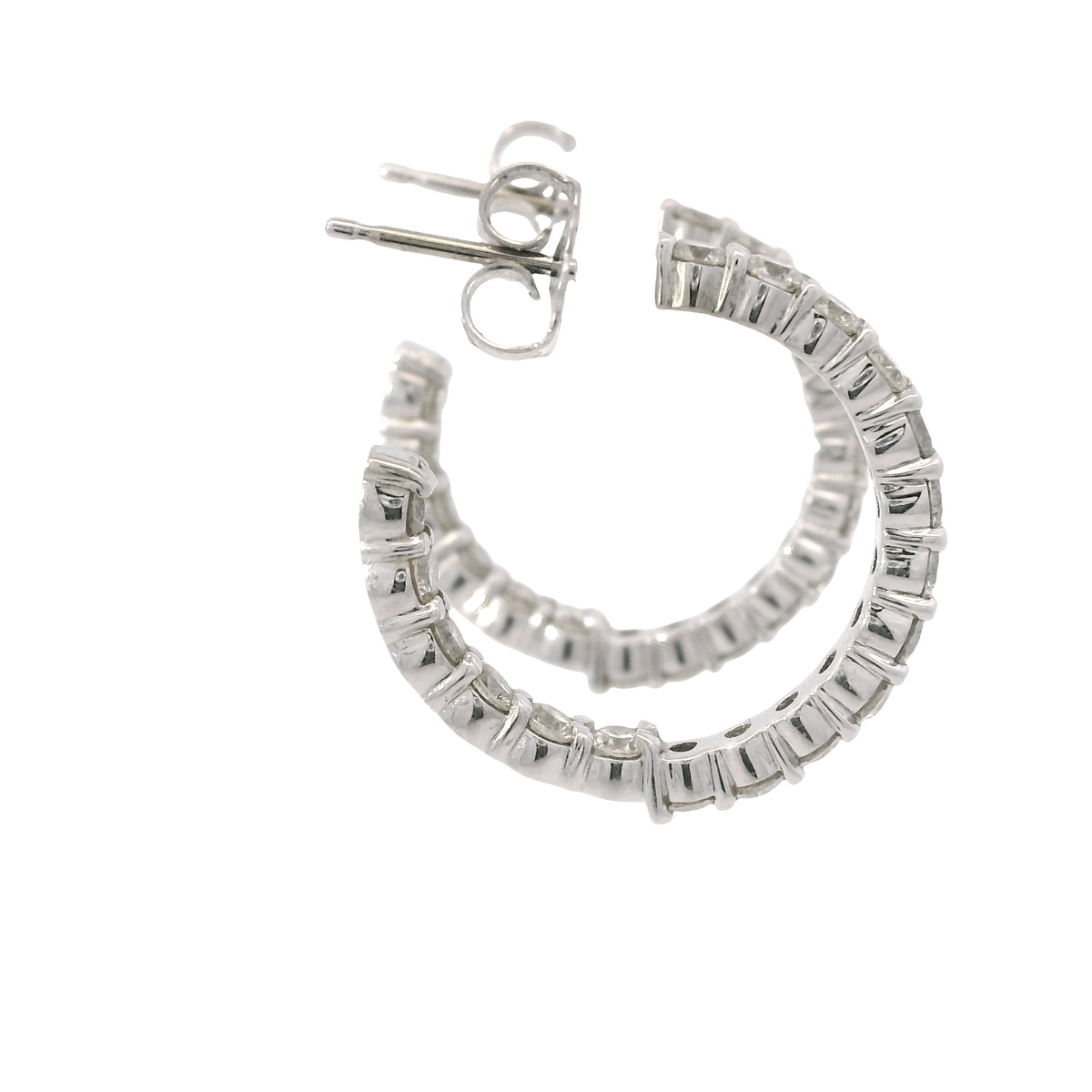 14K White Gold 1.44 Carat Natural Diamond Inside-Out Hoop Earrings