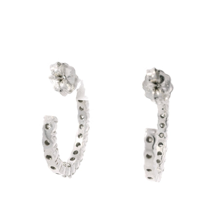 14K White Gold 1.44 Carat Natural Diamond Inside-Out Hoop Earrings