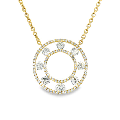 18k Yellow Gold Natural 3.50 Carat Diamond Open Circle Necklace