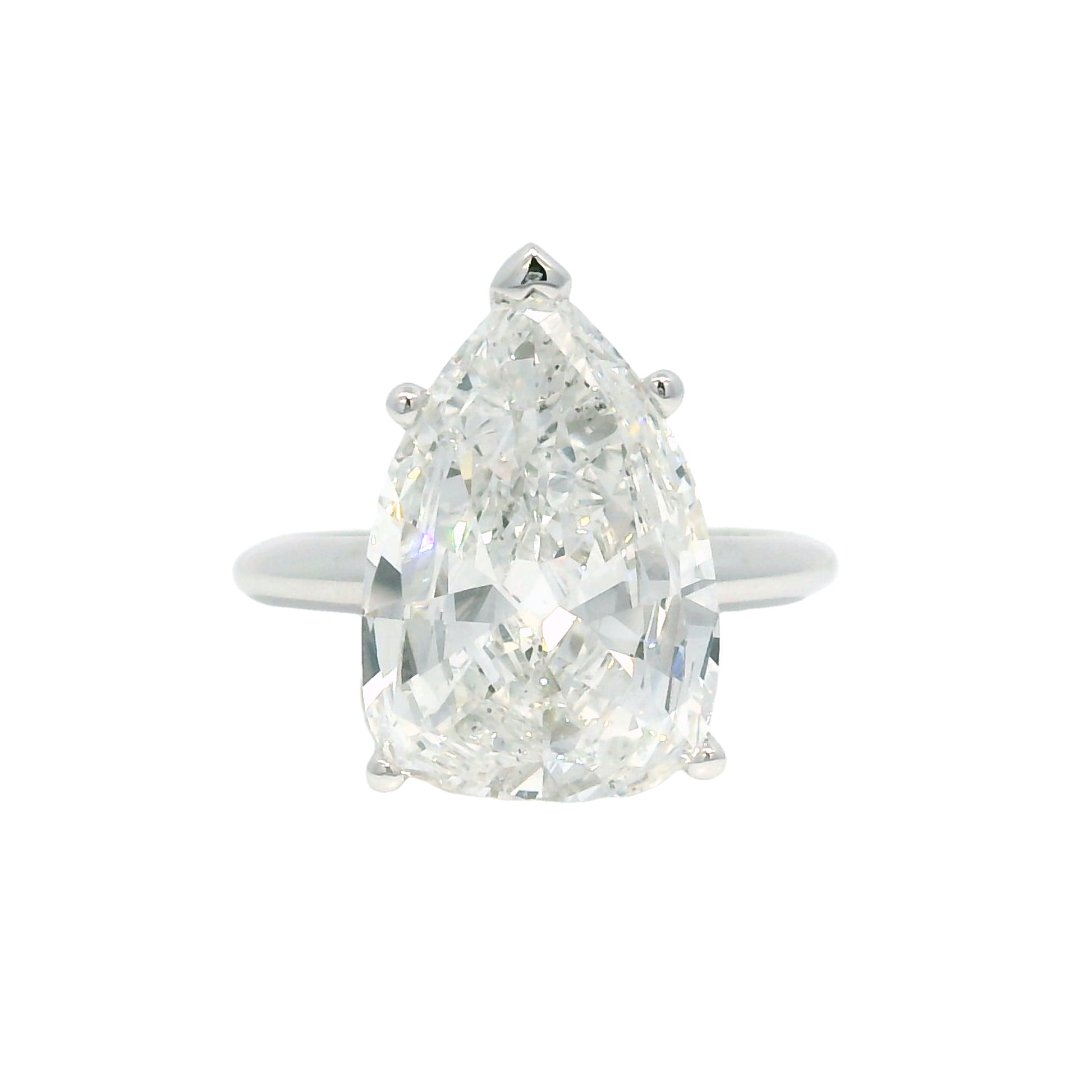 14k White Gold Natural 5.19 Carat Pear-Shape Diamond Engagement Ring