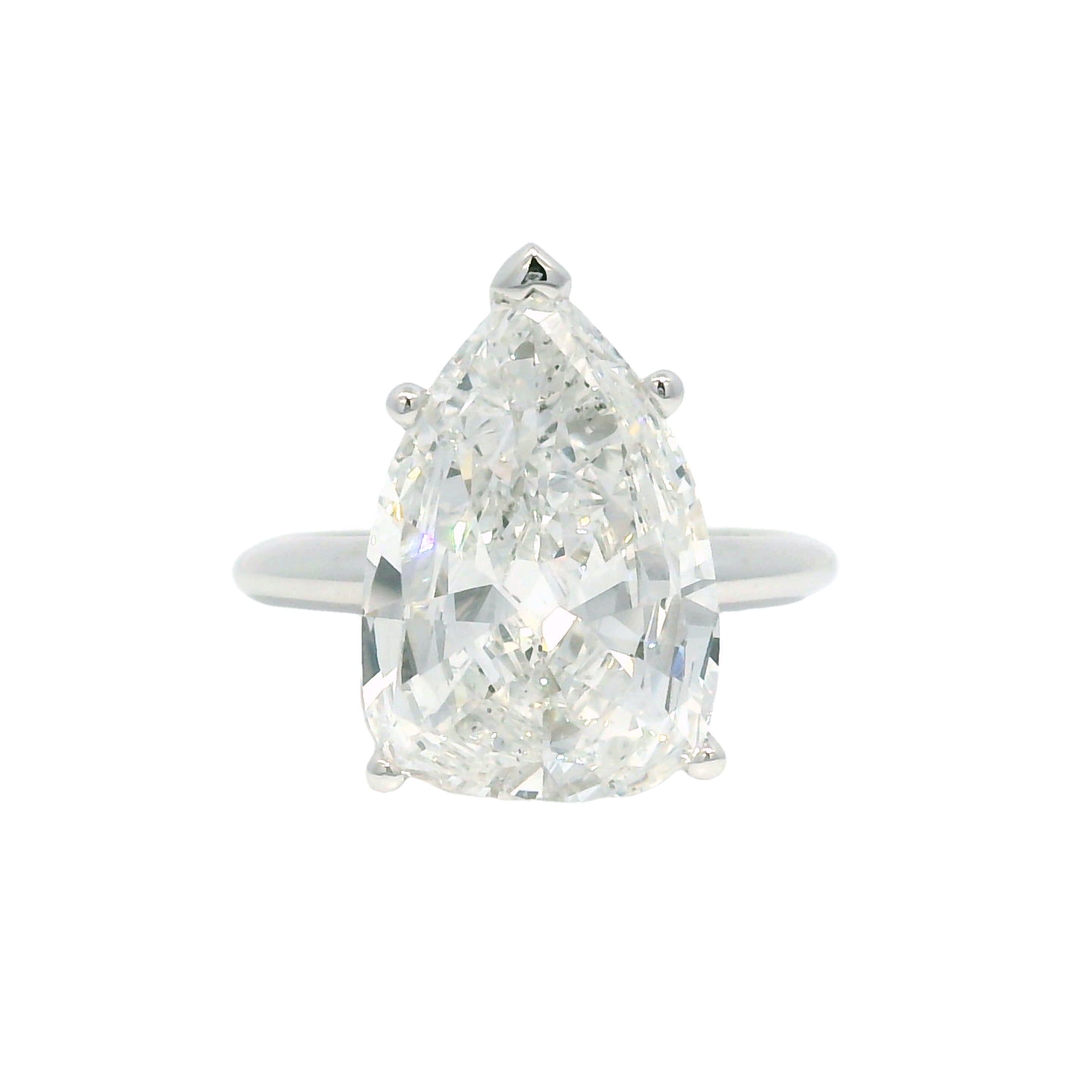 14k White Gold Natural 5.19 Carat Pear-Shape Diamond Engagement Ring