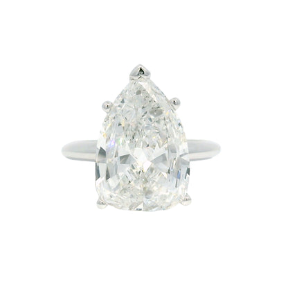 14k White Gold Natural 5.19 Carat Pear-Shape Diamond Engagement Ring