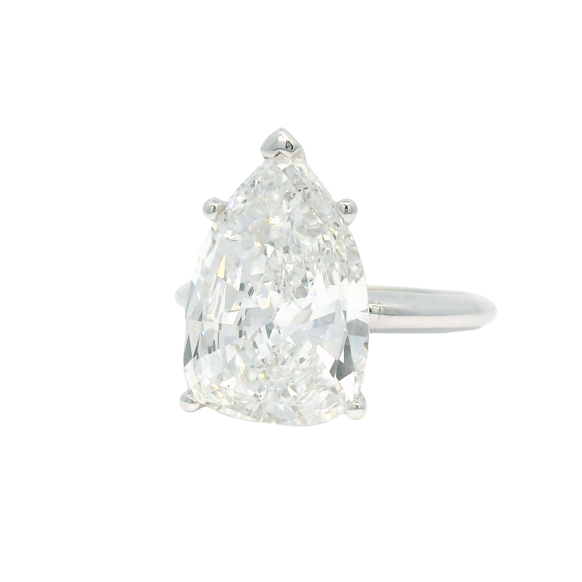 14k White Gold Natural 5.19 Carat Pear-Shape Diamond Engagement Ring